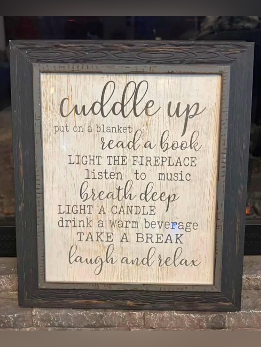 Cuddle Up Wall Art Sign - Neutral Beige and Dark Brown